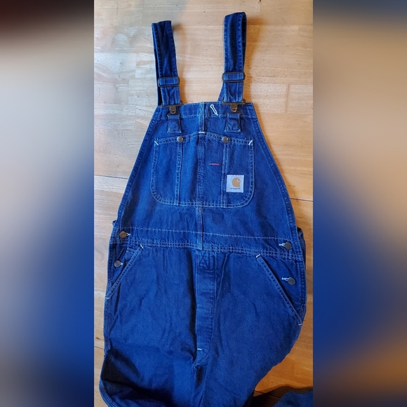 Carhartt Men'aIndigo Denim Bib Overalls New With Tags 36x32